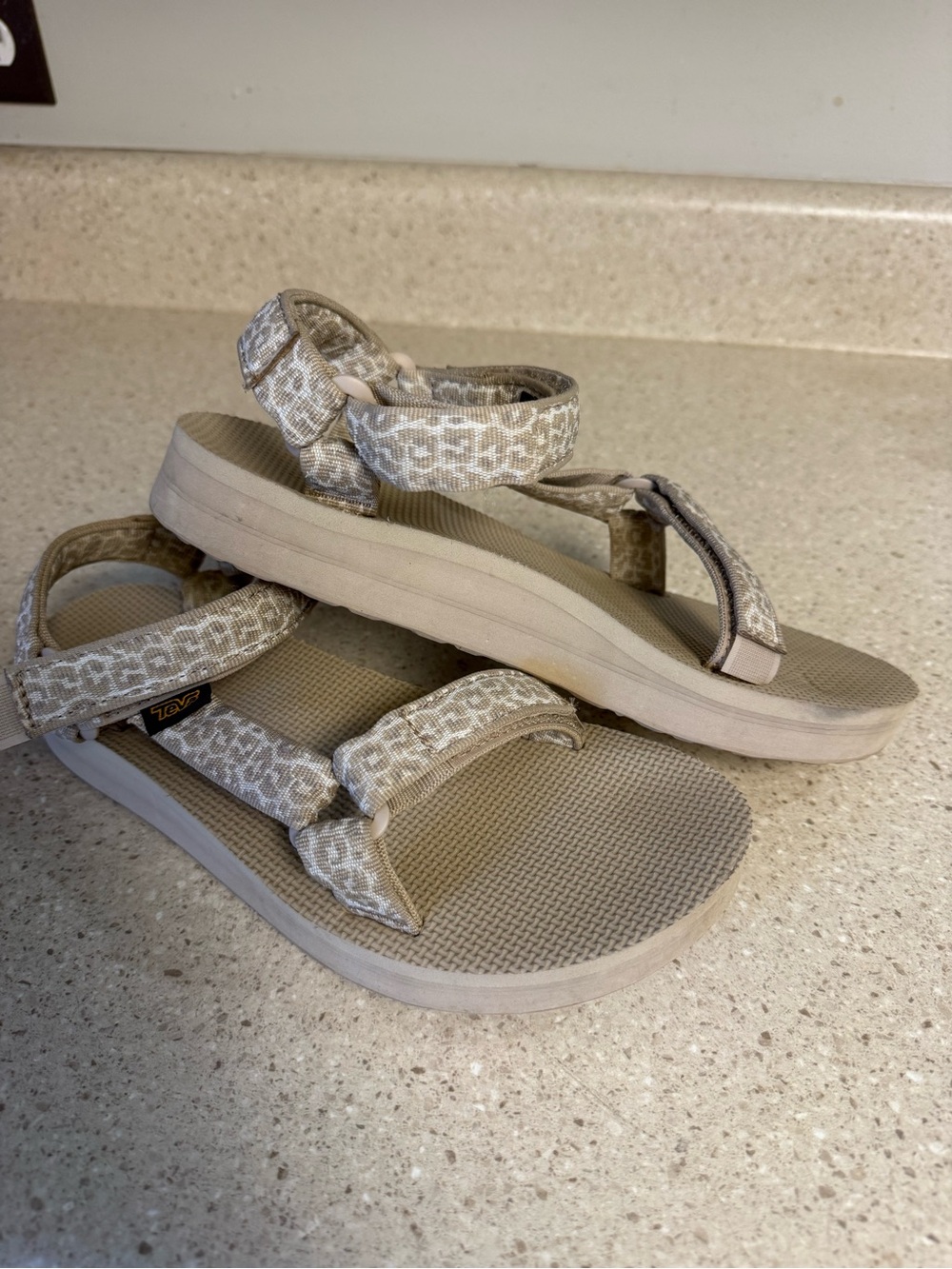 Teva Women's Neutral Patterned Strap Sandals in Beige
